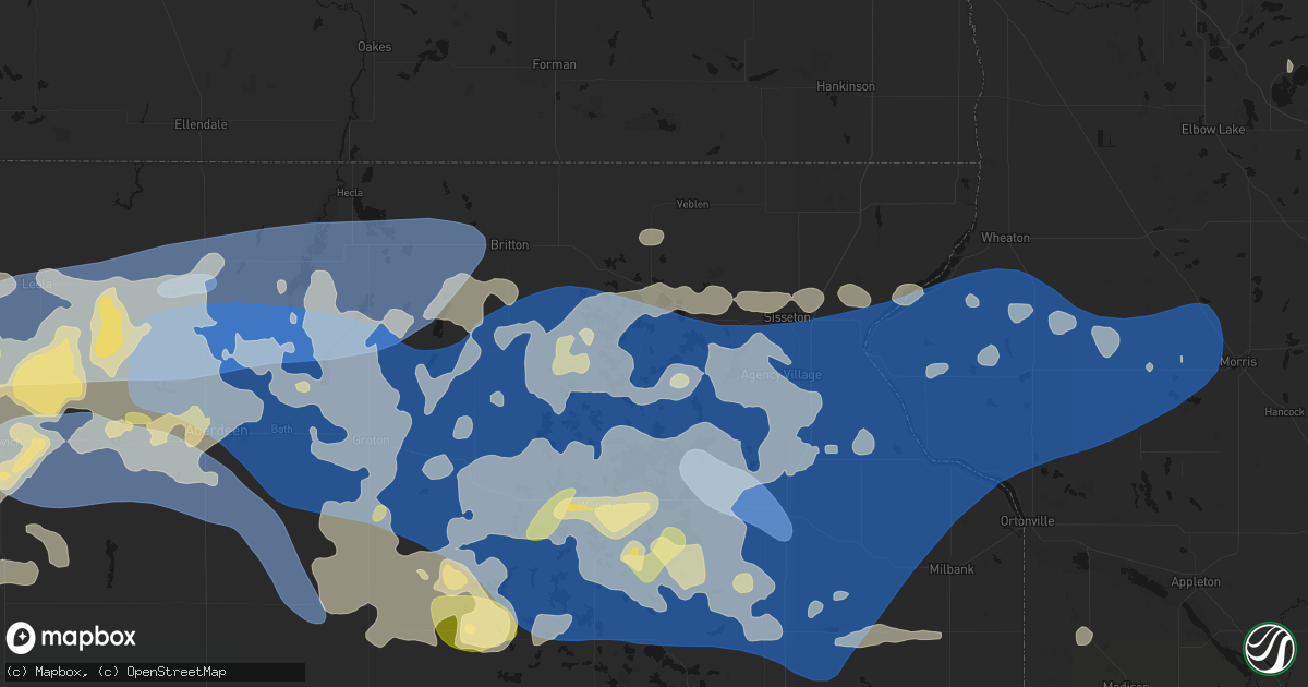 Hail map in Eden, SD on July 7, 2026