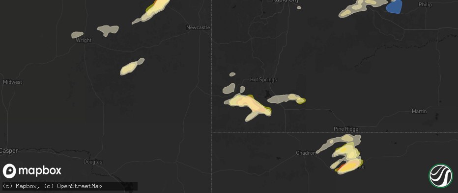 Hail map in Edgemont, SD on July 7, 2026