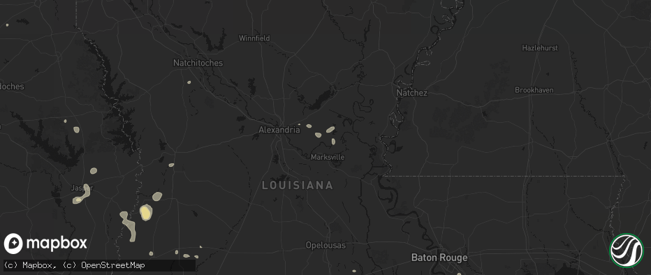 Hail map in Effie, LA on July 7, 2026