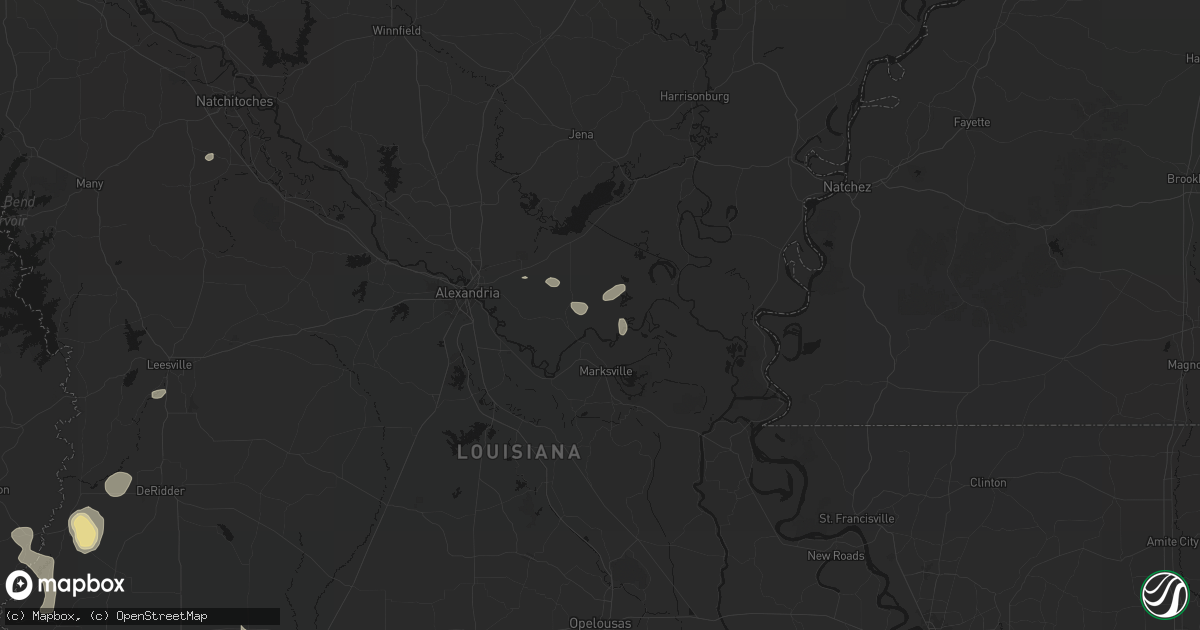 Hail map in Effie, LA on July 7, 2026