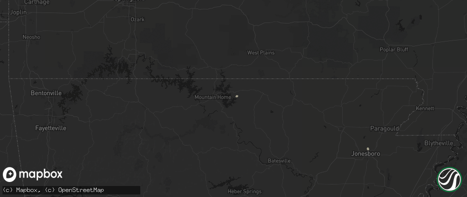 Hail map in Elizabeth, AR on July 7, 2026