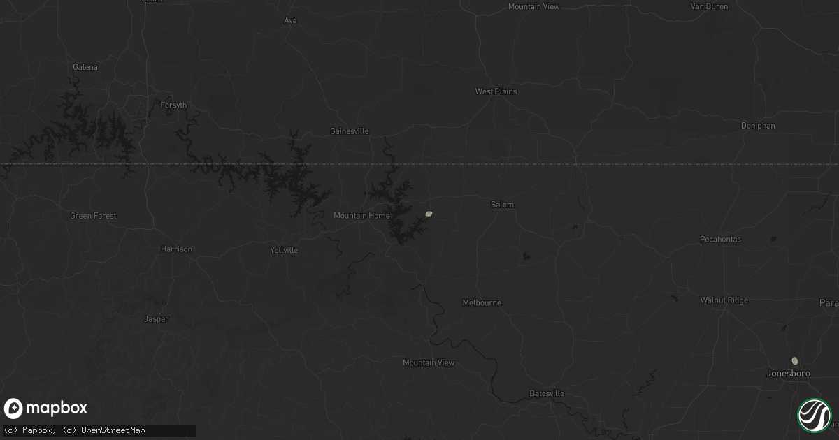 Hail map in Elizabeth, AR on July 7, 2026