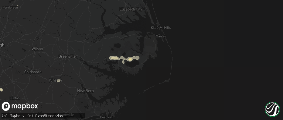 Hail map in Engelhard, NC on July 7, 2026