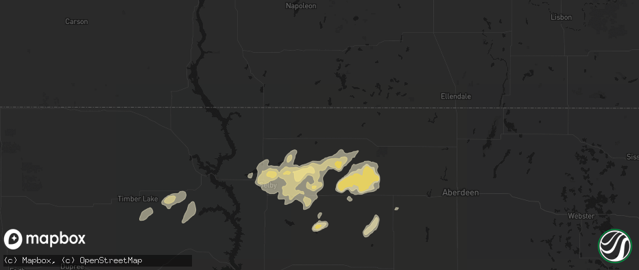 Hail map in Eureka, SD on July 7, 2026