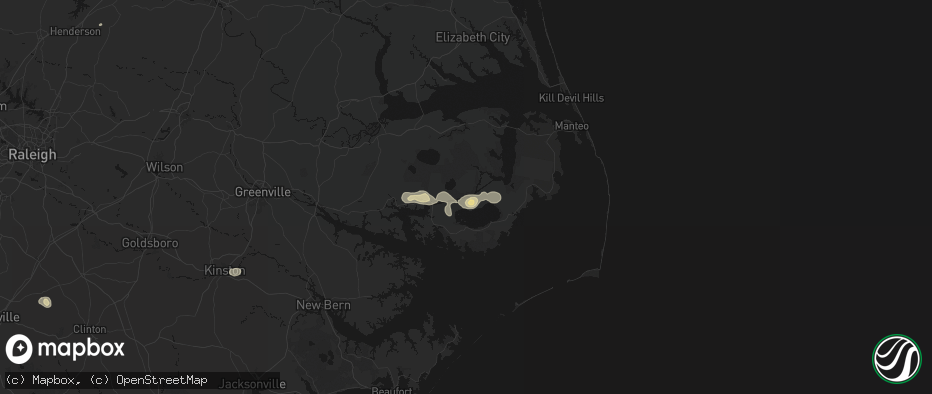 Hail map in Fairfield, NC on July 7, 2026