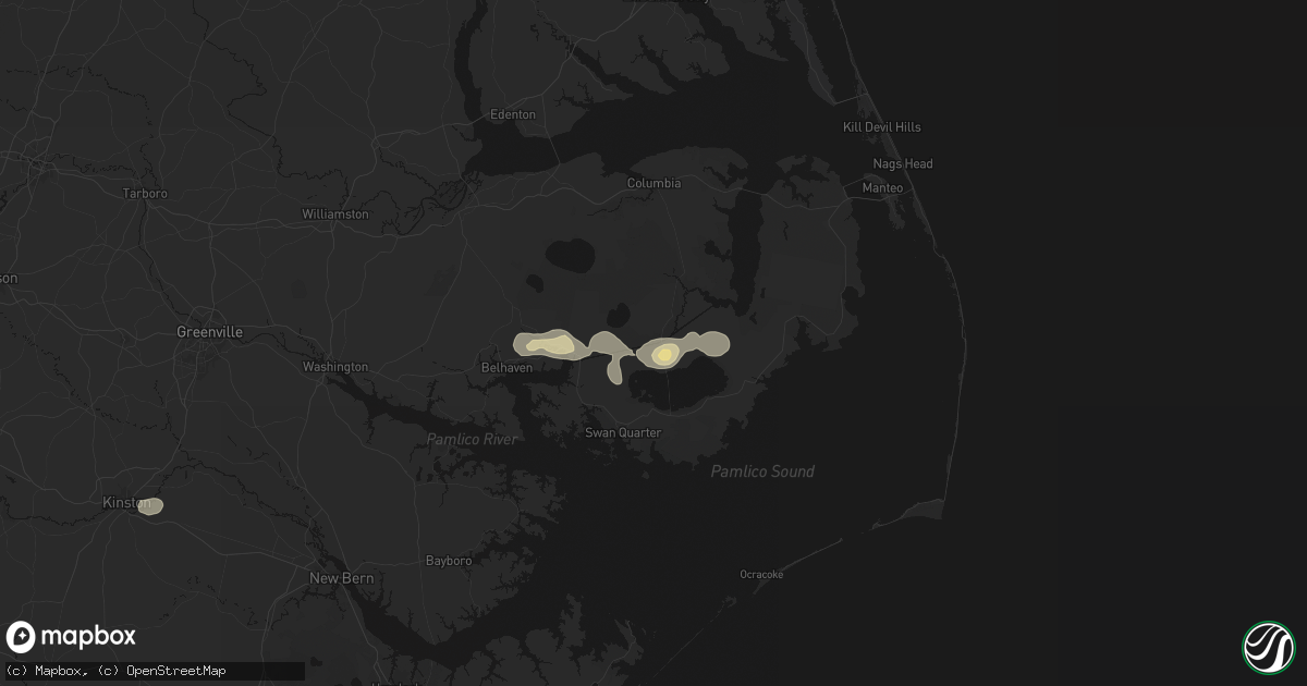 Hail map in Fairfield, NC on July 7, 2026