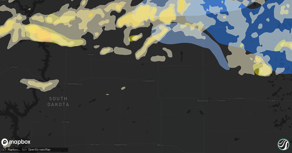 Hail map in Faulkton, SD on July 7, 2026