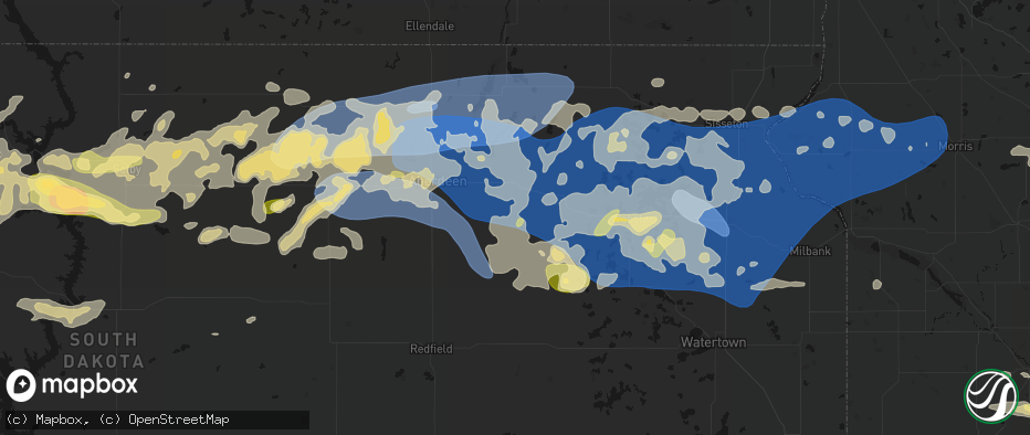 Hail map in Ferney, SD on July 7, 2026