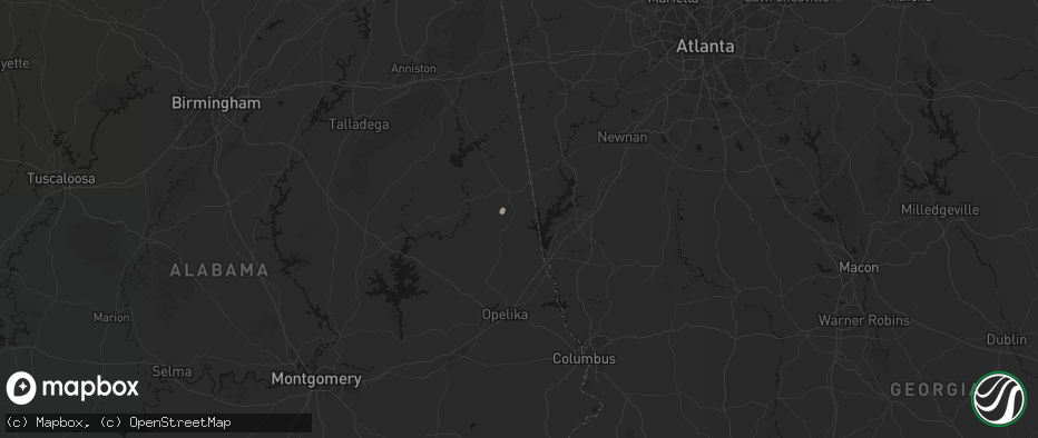 Hail map in Five Points, AL on July 7, 2026