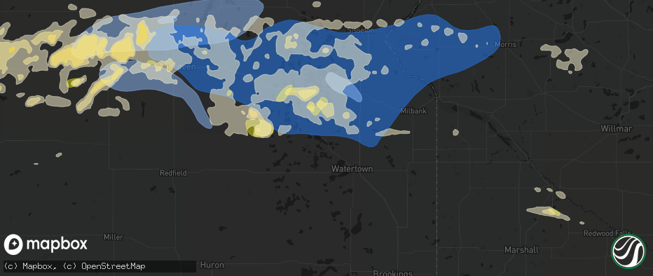 Hail map in Florence, SD on July 7, 2026