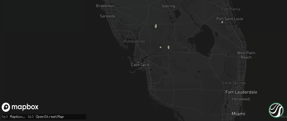 Hail map in Fort Myers, FL on July 7, 2026