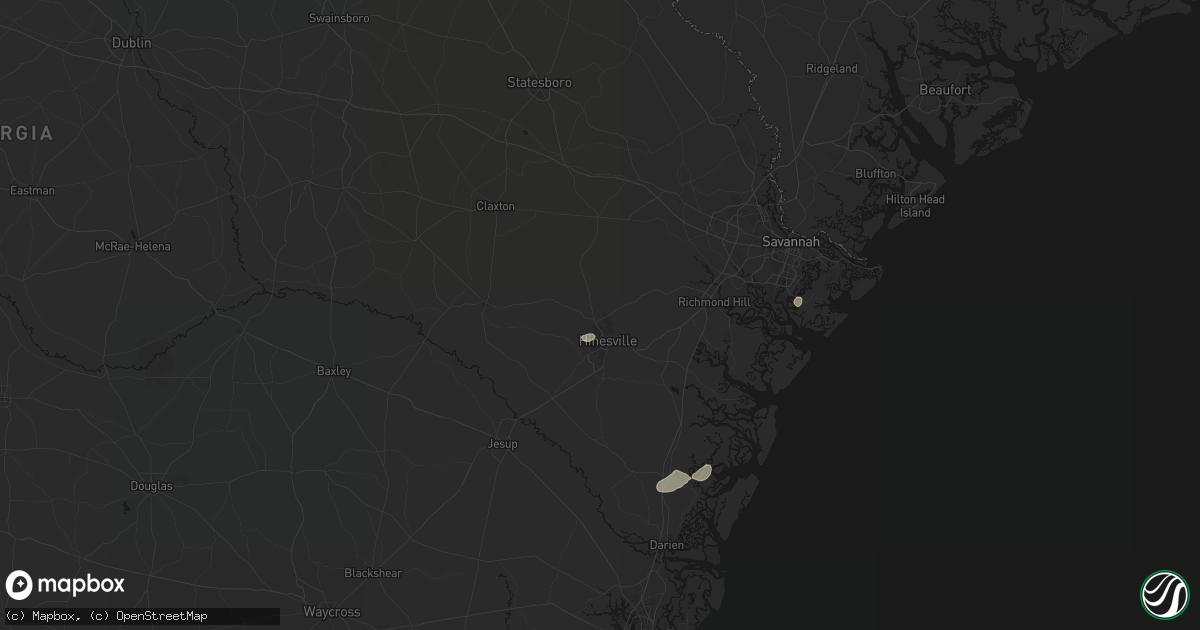 Hail map in Fort Stewart, GA on July 7, 2026