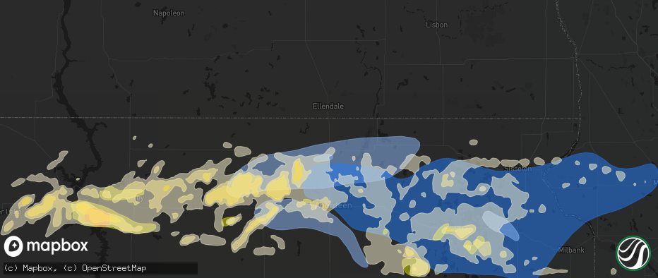 Hail map in Frederick, SD on July 7, 2026