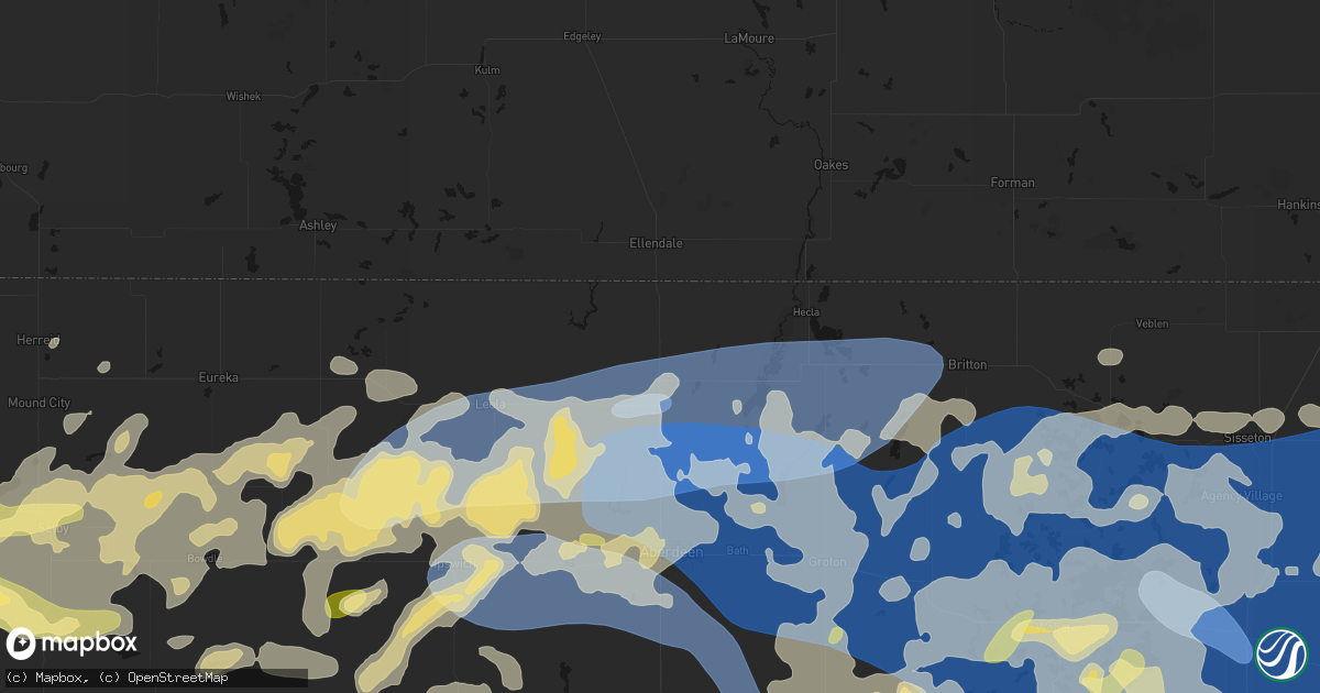Hail map in Frederick, SD on July 7, 2026