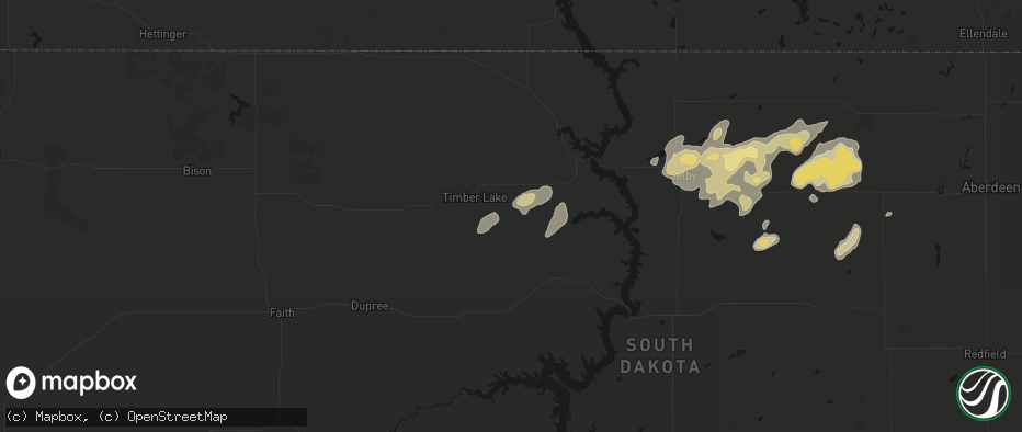 Hail map in Glencross, SD on July 7, 2026