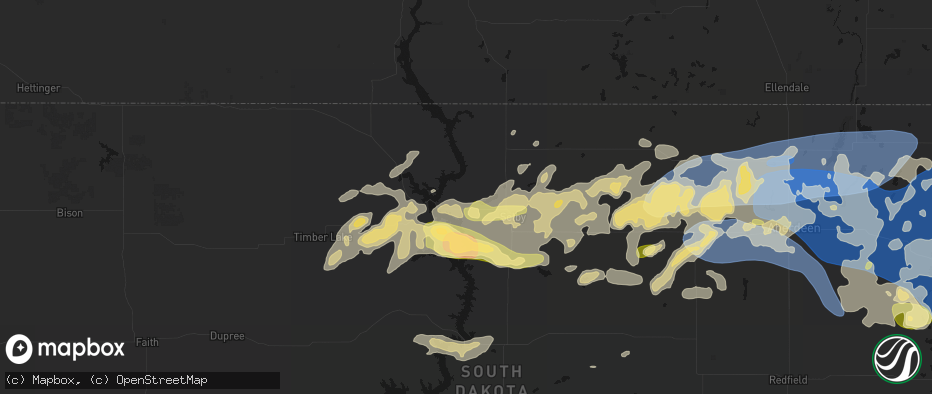 Hail map in Glenham, SD on July 7, 2026