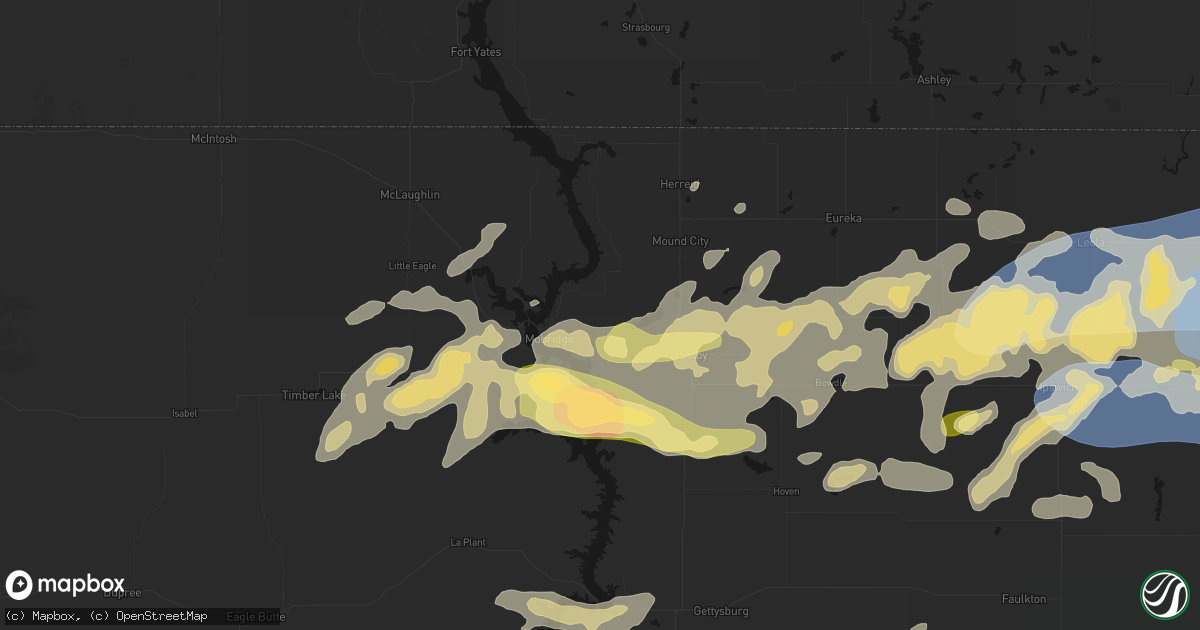 Hail map in Glenham, SD on July 7, 2026