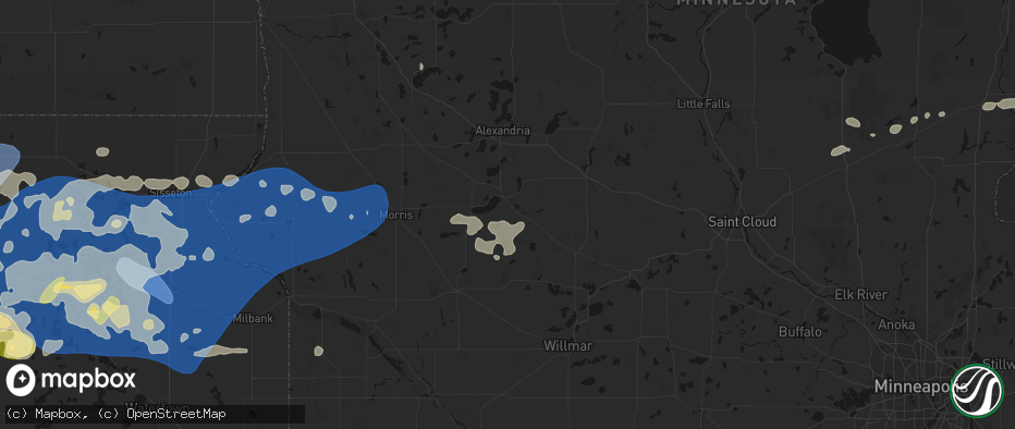 Hail map in Glenwood, MN on July 7, 2026