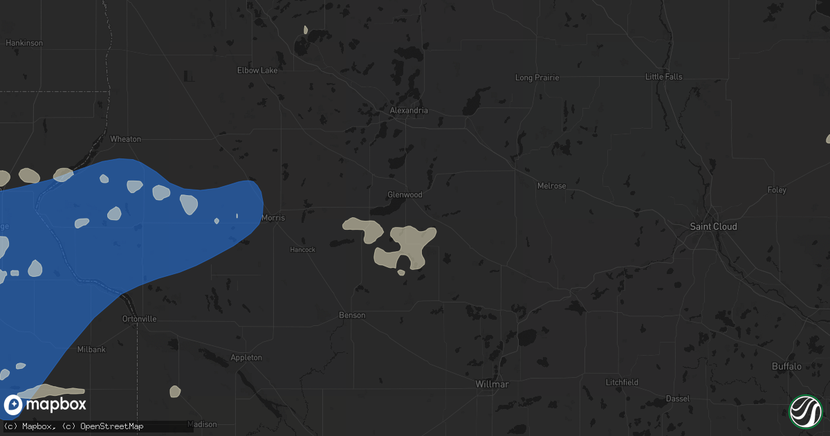 Hail map in Glenwood, MN on July 7, 2026