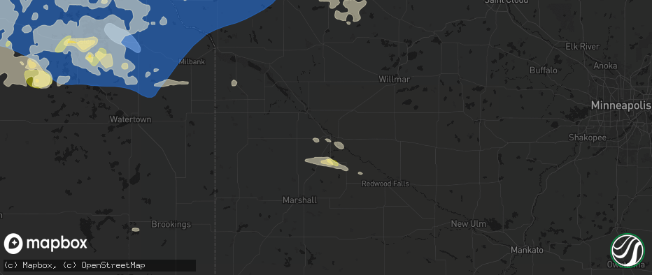 Hail map in Granite Falls, MN on July 7, 2026