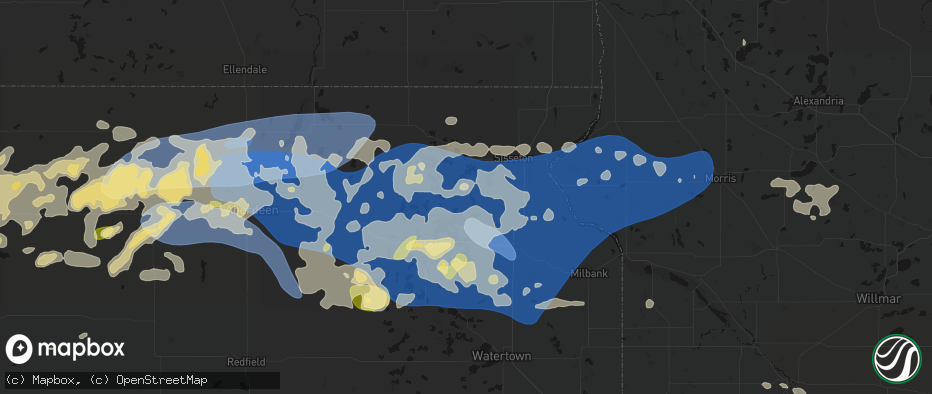 Hail map in Grenville, SD on July 7, 2026