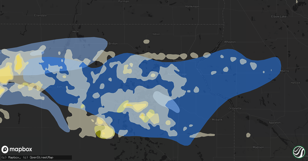 Hail map in Grenville, SD on July 7, 2026