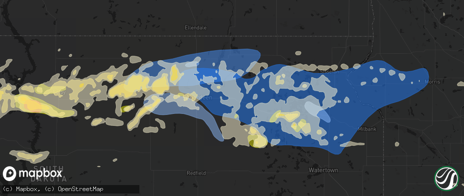 Hail map in Groton, SD on July 7, 2026
