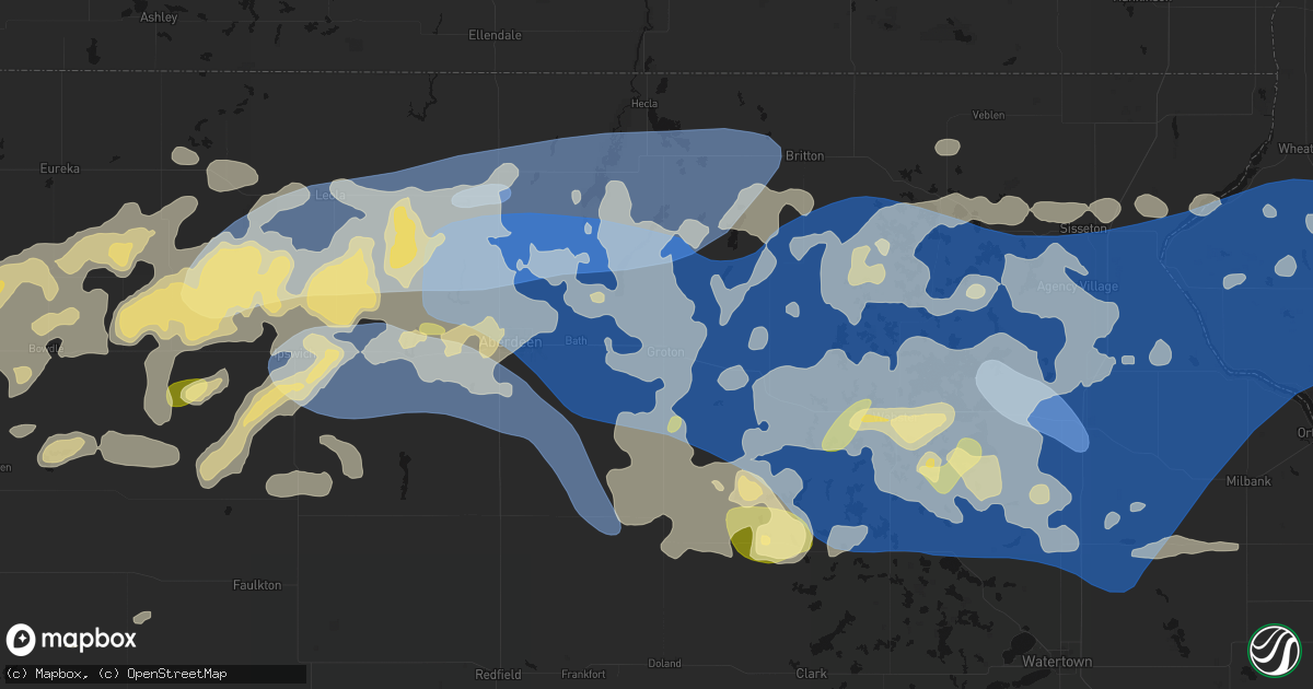 Hail map in Groton, SD on July 7, 2026