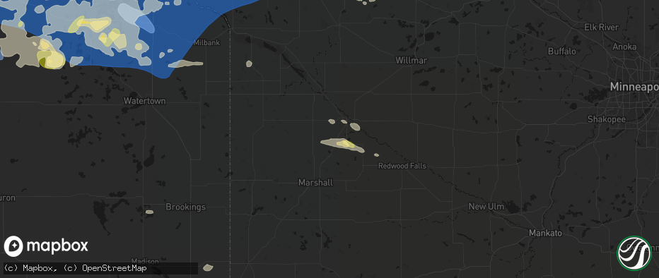 Hail map in Hanley Falls, MN on July 7, 2026