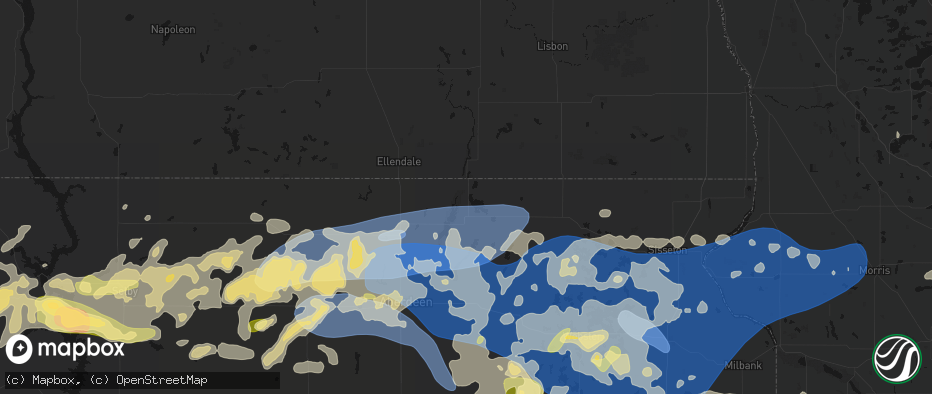 Hail map in Hecla, SD on July 7, 2026