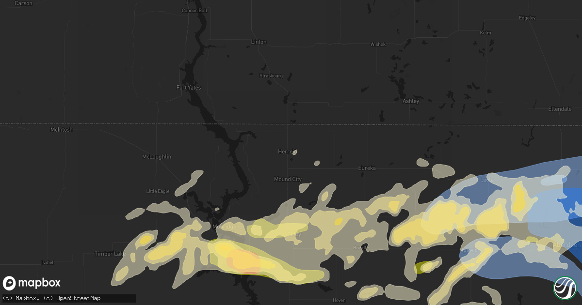 Hail map in Herreid, SD on July 7, 2026