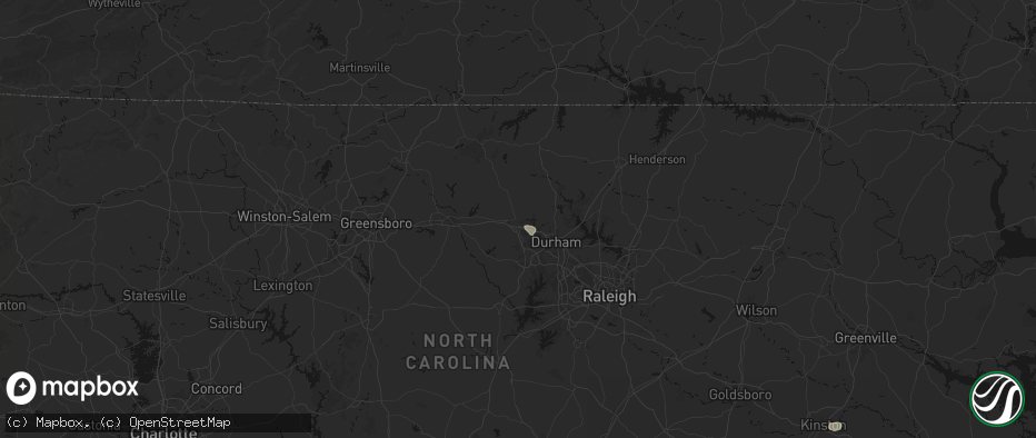 Hail map in Hillsborough, NC on July 7, 2026