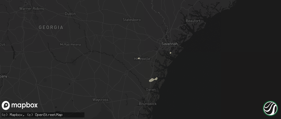 Hail map in Hinesville, GA on July 7, 2026
