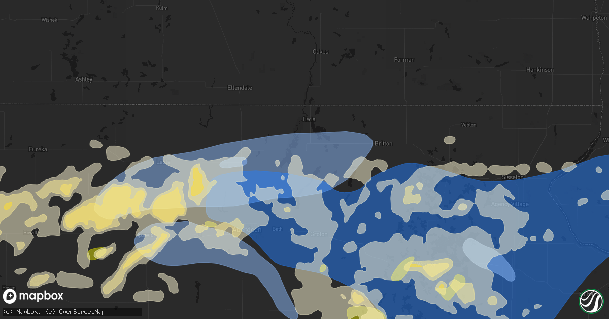 Hail map in Houghton, SD on July 7, 2026