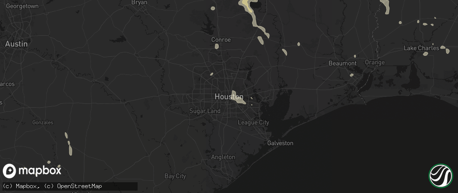 Hail map in Houston, TX on July 7, 2026