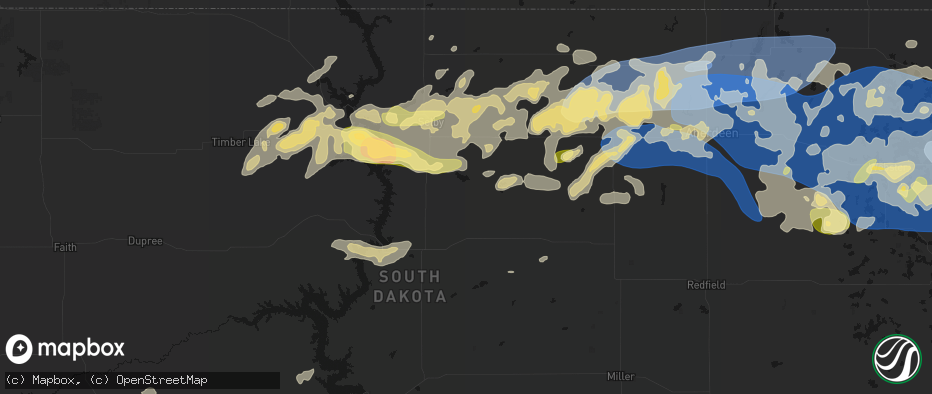 Hail map in Hoven, SD on July 7, 2026