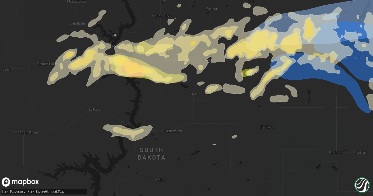 Hail map in Hoven, SD on July 7, 2026
