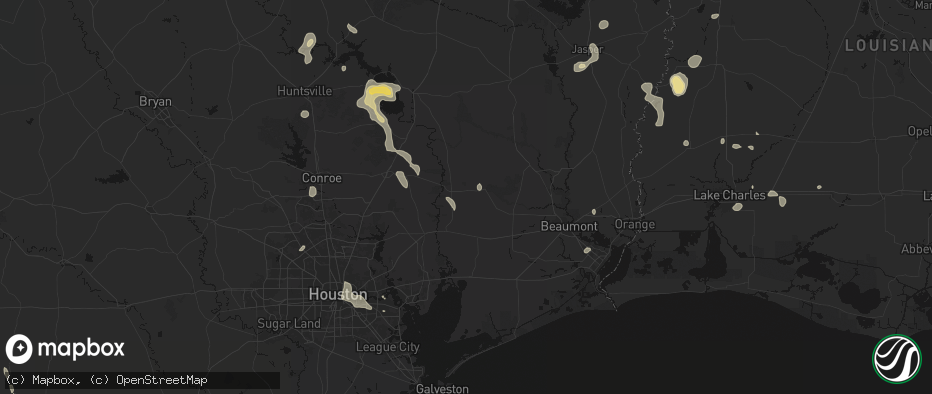 Hail map in Hull, TX on July 7, 2026