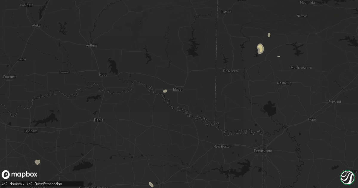 Hail map in Idabel, OK on July 7, 2026