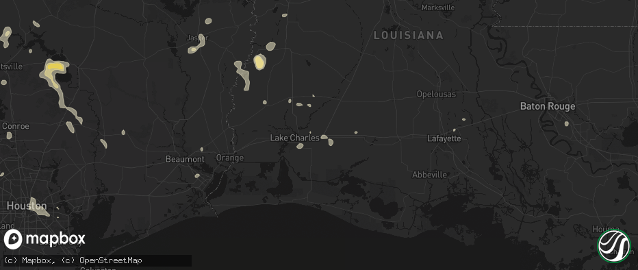 Hail map in Iowa, LA on July 7, 2026