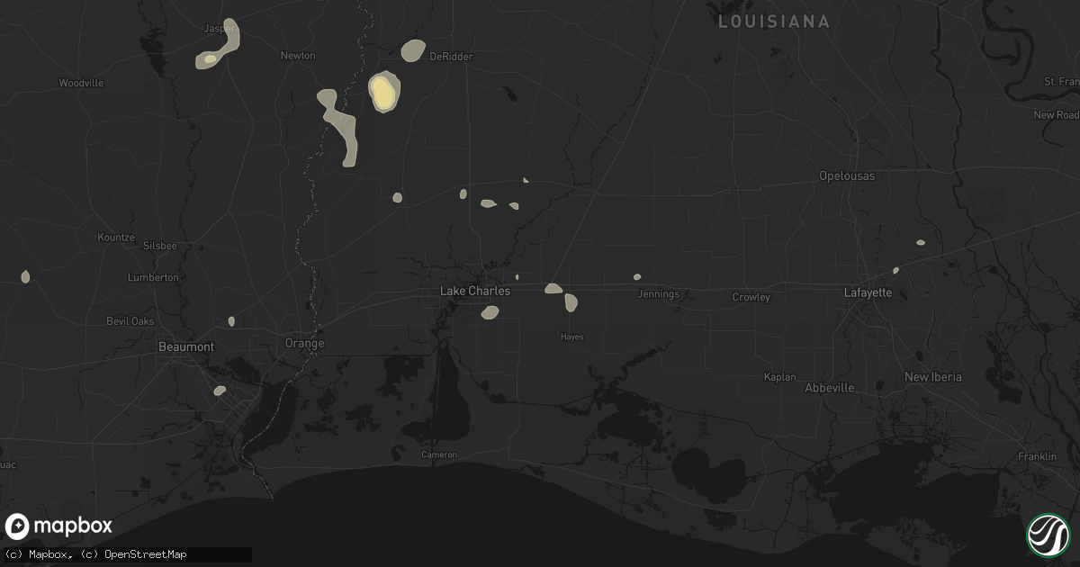 Hail map in Iowa, LA on July 7, 2026