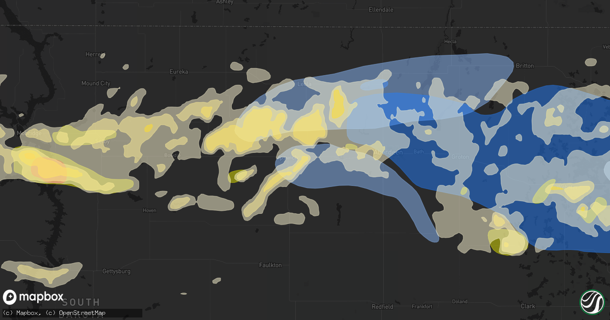 Hail map in Ipswich, SD on July 7, 2026