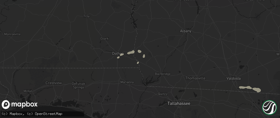 Hail map in Jakin, GA on July 7, 2026