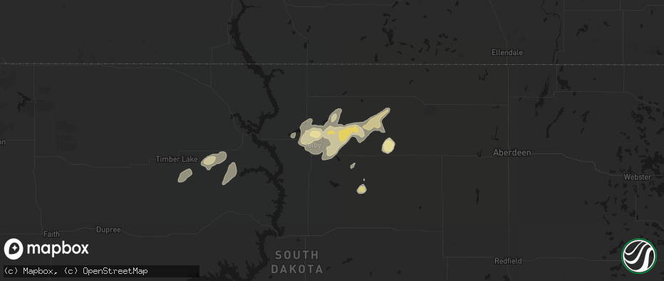 Hail map in Java, SD on July 7, 2026