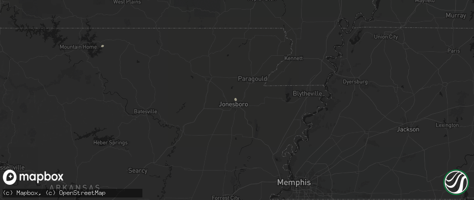 Hail map in Jonesboro, AR on July 7, 2026