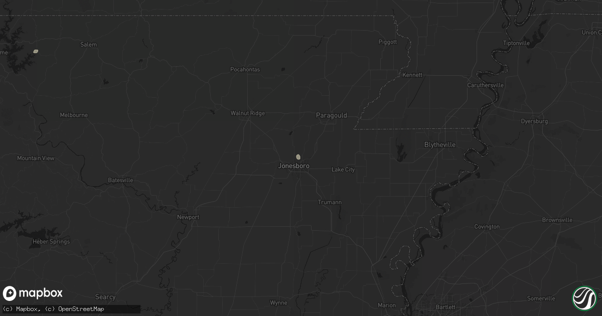Hail map in Jonesboro, AR on July 7, 2026
