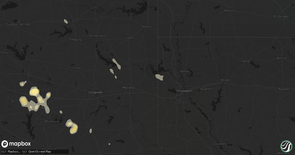 Hail map in Karnack, TX on July 7, 2026