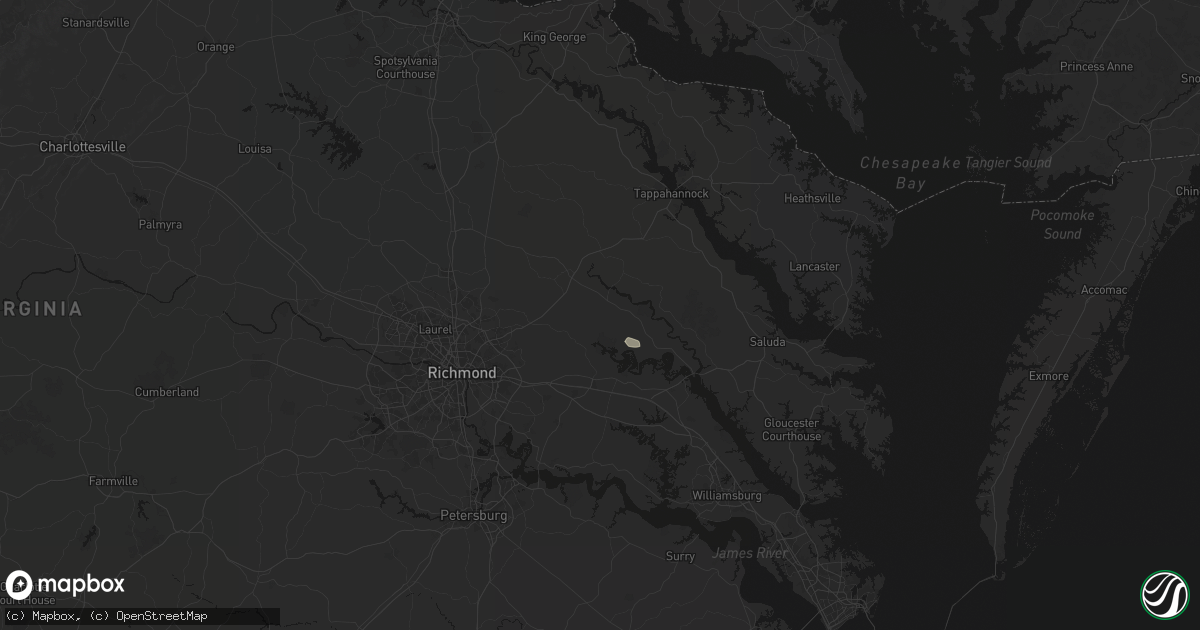 Hail map in King William, VA on July 7, 2026