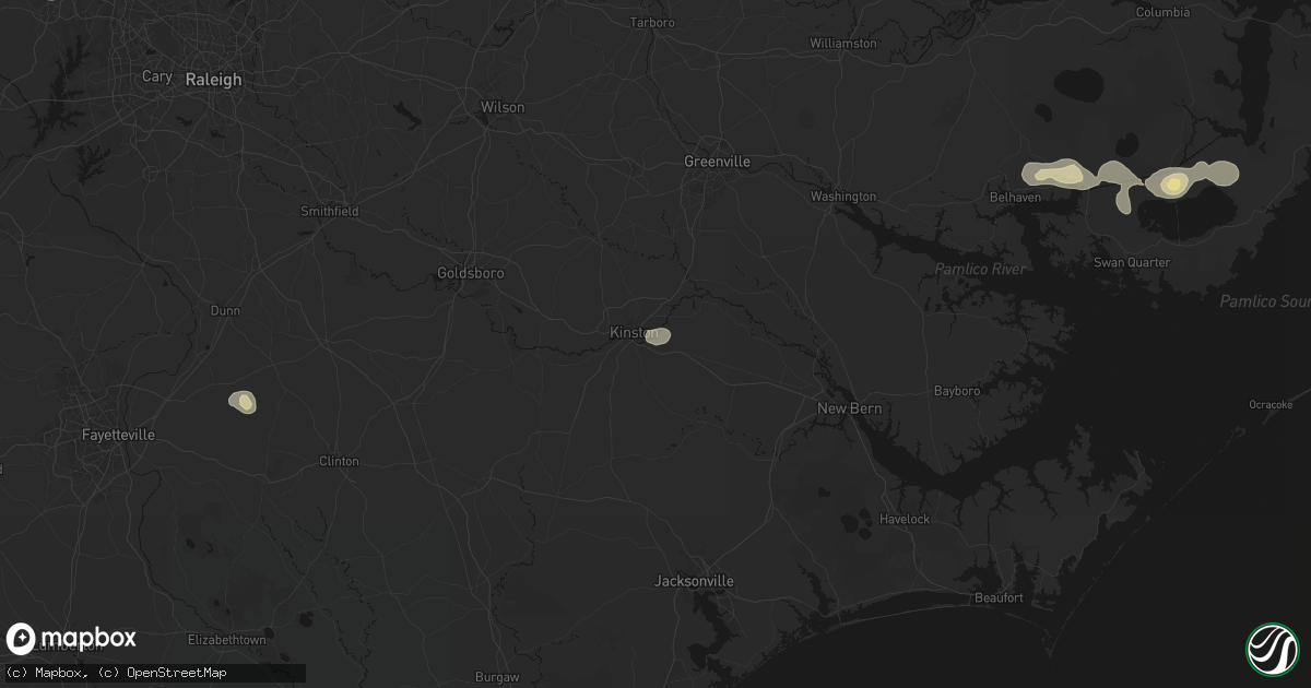 Hail map in Kinston, NC on July 7, 2026