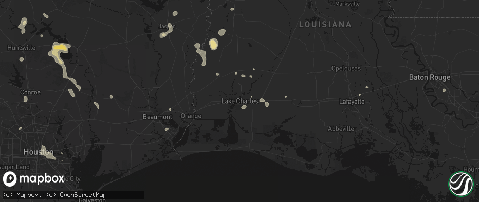 Hail map in Lake Charles, LA on July 7, 2026